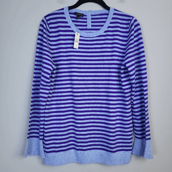 Talbots Sweaters - Talbots Womens Lambswool Striped Sweater Small Purple Lightweight Luxe Cozy NWT